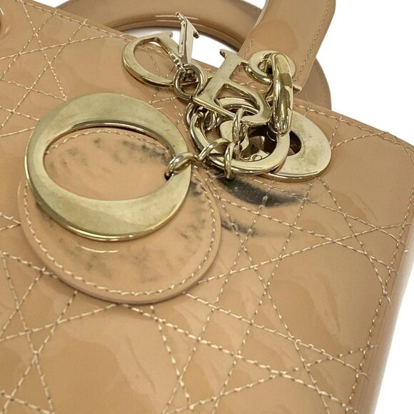Auth DIOR/ChristianDior Lady Dior Small M0531OWCB_49PU Pink Beige Patent Leather - Picture 11 of 16